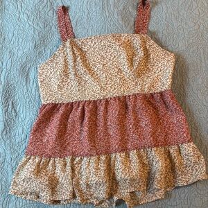 Paper Crane Floral Tank Top - Red and Cream